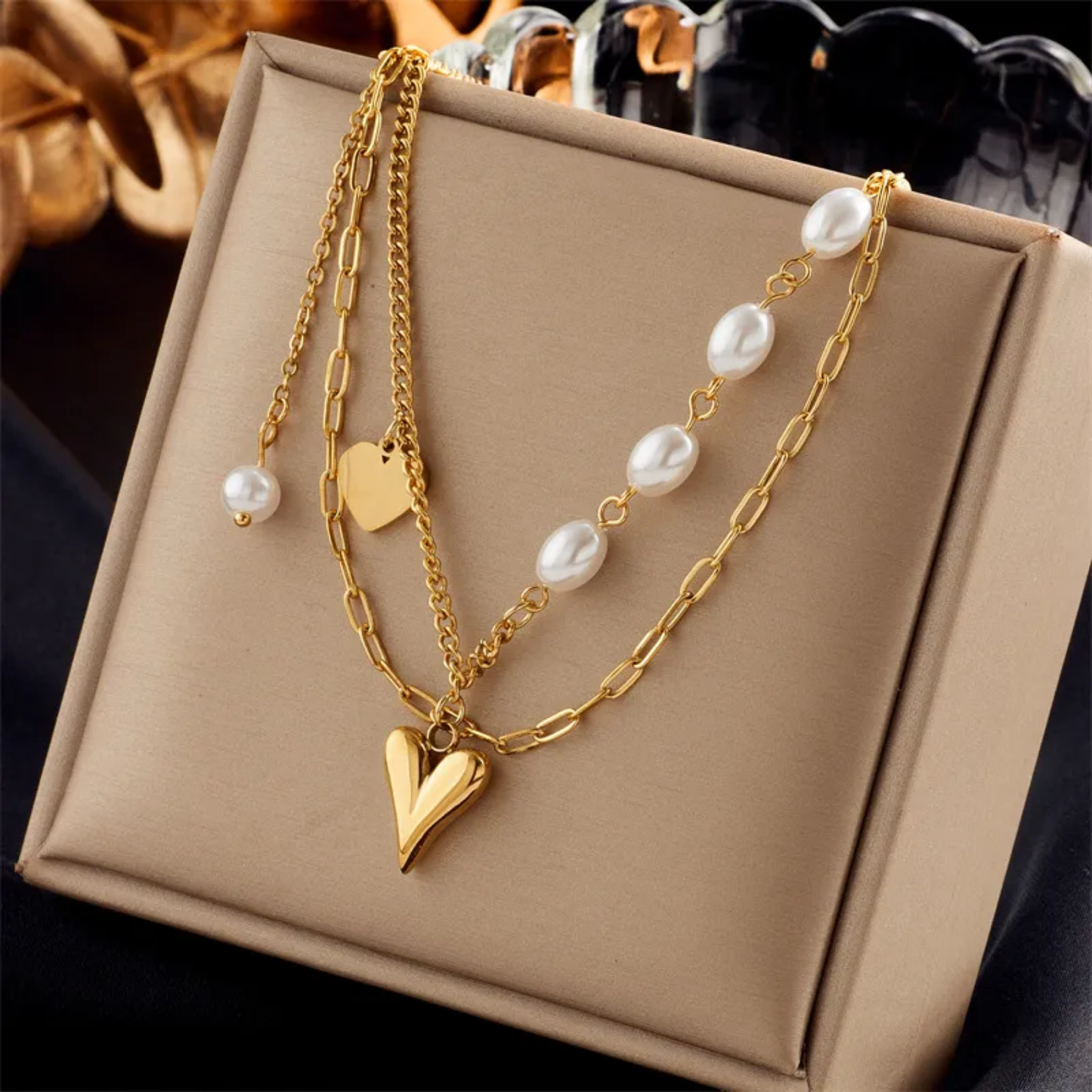 Collar Pearl Arrow Heart