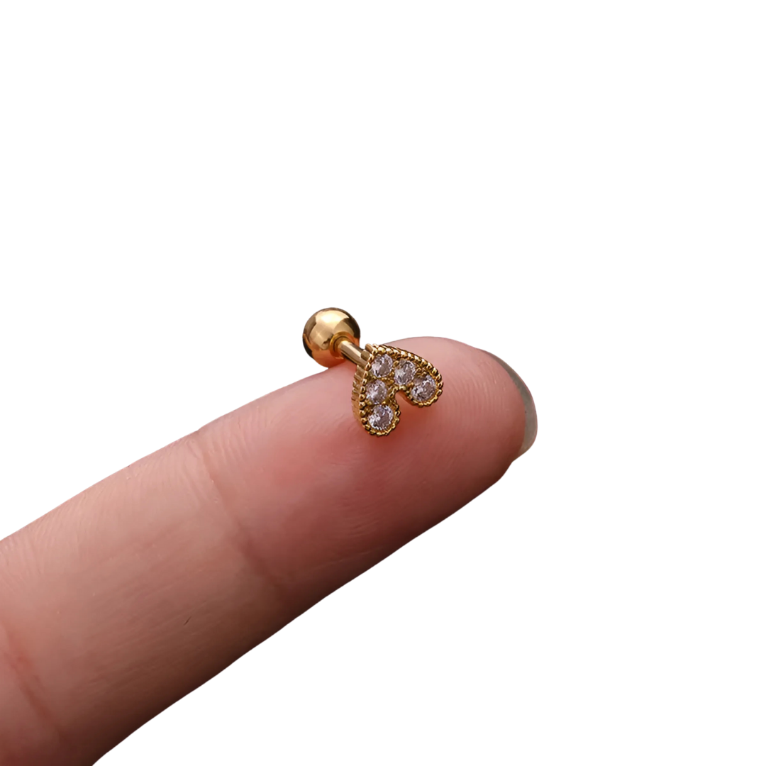 Piercing corazón relleno zirconias