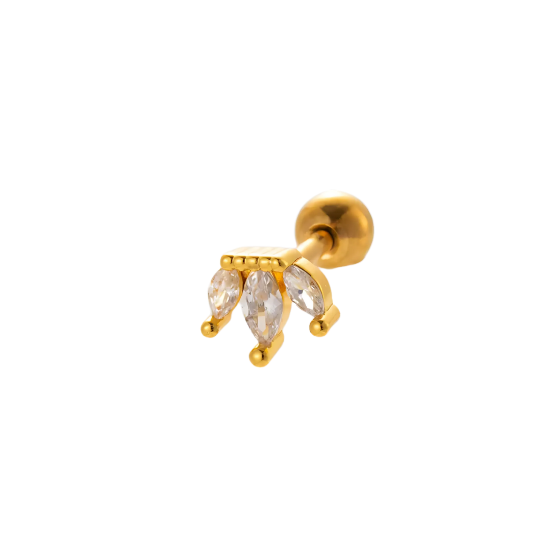 Piercing 3 petalos zirconias