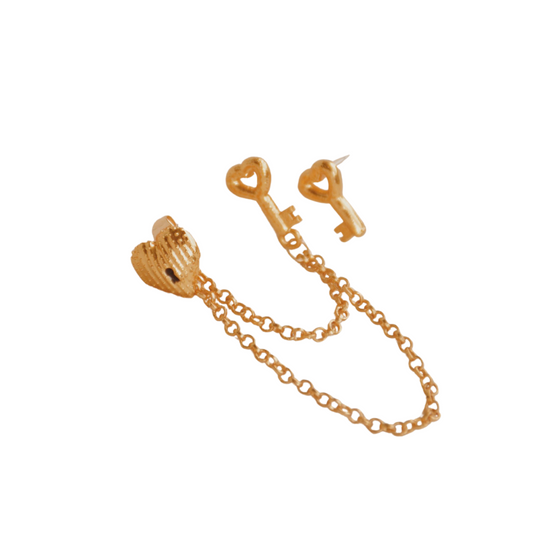 Aretes Set Heart Key