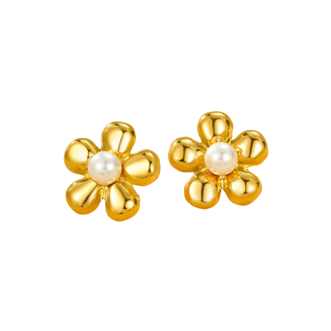 Aretes Flor Perla Balloon