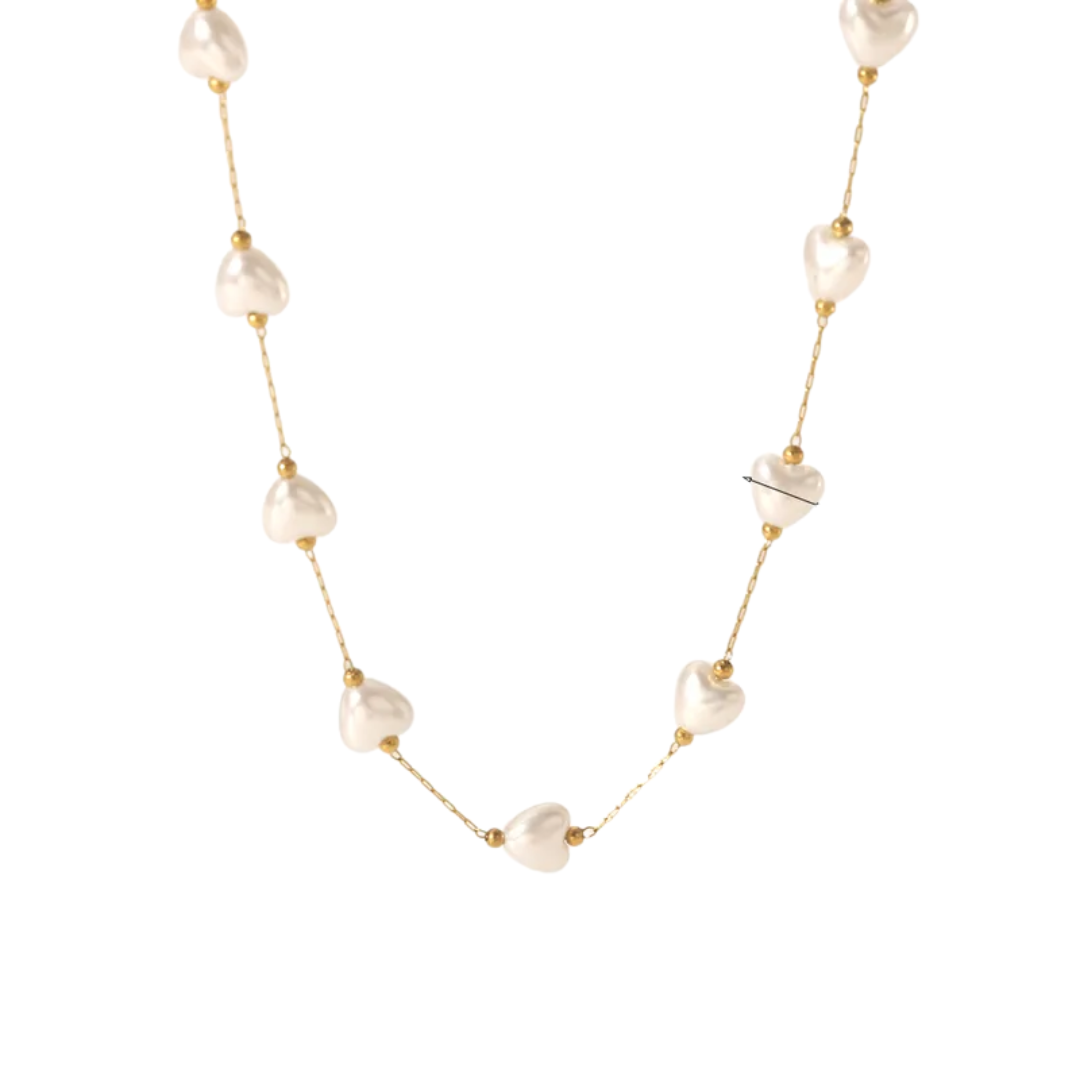 Collar Corazon Perlas Completo