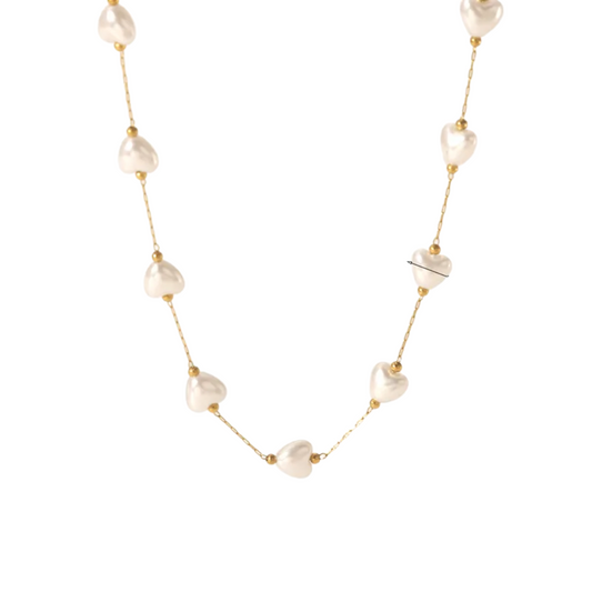 Collar Corazon Perlas Completo