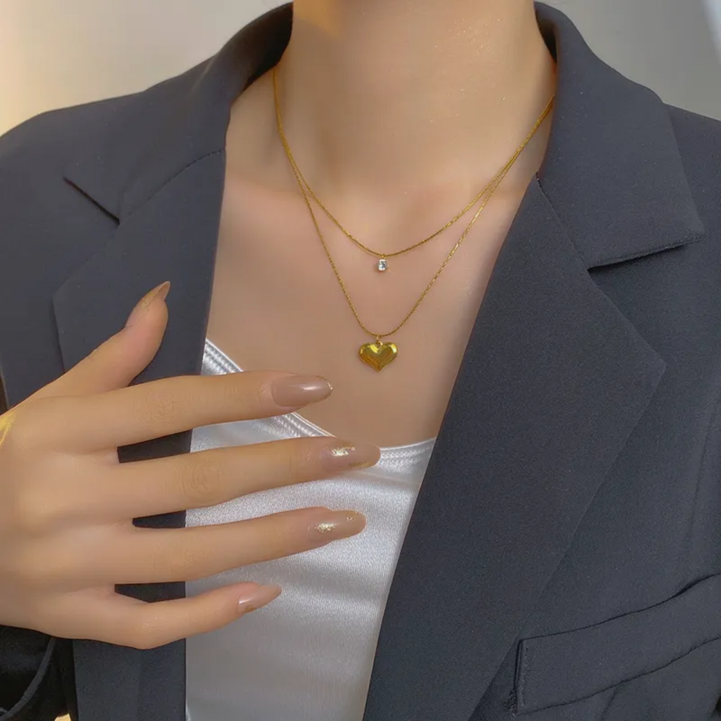 Collar doble corazón