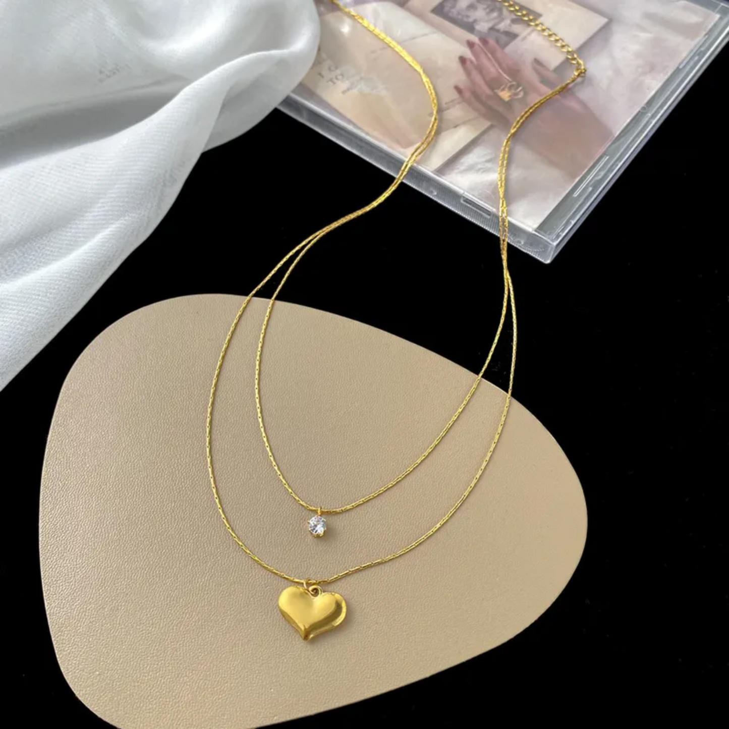 Collar doble corazón