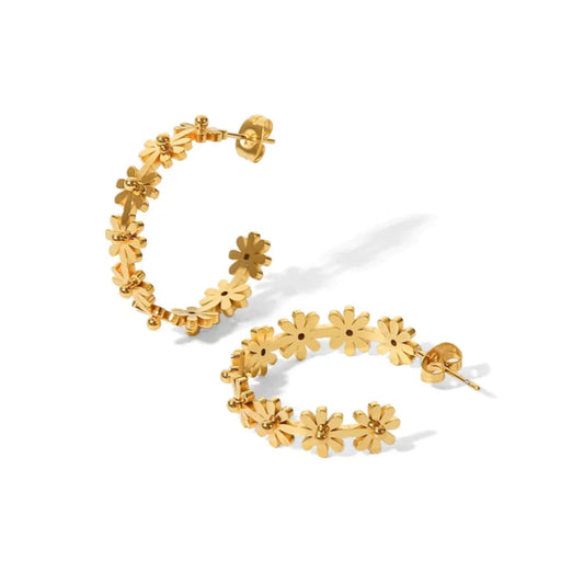 Aretes Flower Hoops