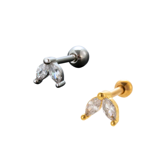 Piercing 2 Petalos Zirconia