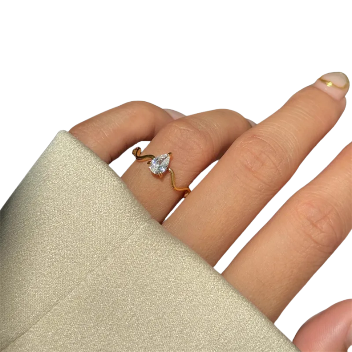 Anillo Zircon Teardrop
