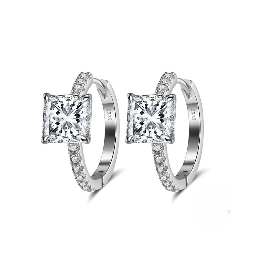 SS Aretes Zircon Hoops