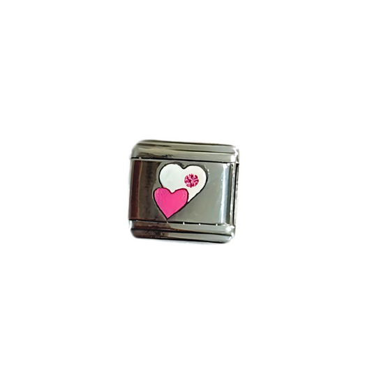 IBP Charm Corazones rosa y blanco