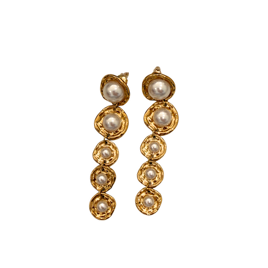 Aretes Circular Perla Largos