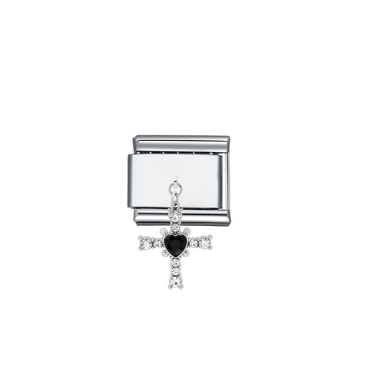 IBC Charm Cruz corazon negro