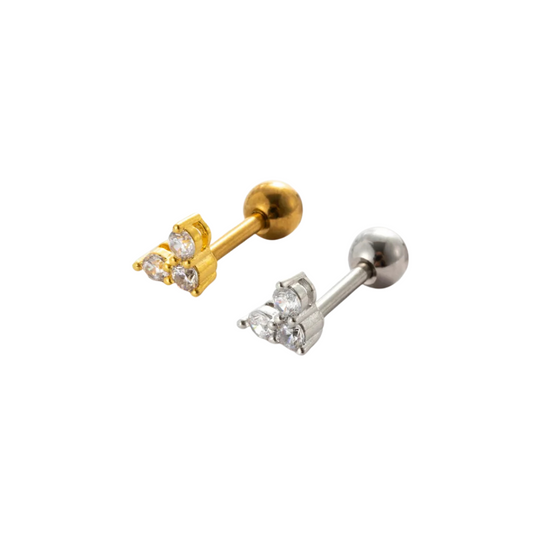 Piercing 3 bolitas zirconias