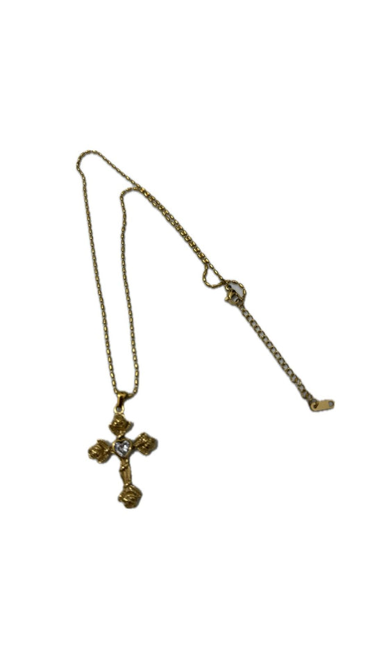 Collar cross heart roses
