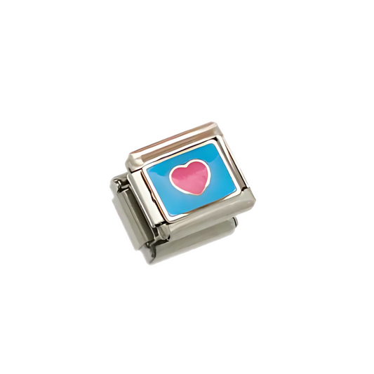 IB Charm Corazon rosa con azul